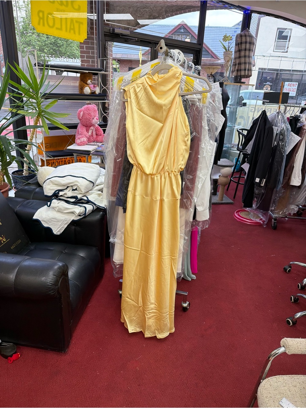 Yellow Satin Halter Maxi Dress - Altered and Tailored - Only Used Once
